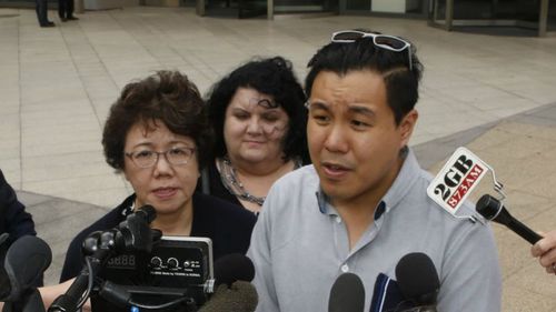 Selina Cheng and son Alpha speak after Alou is sentenced to up to 44 years in jail. (AAP)