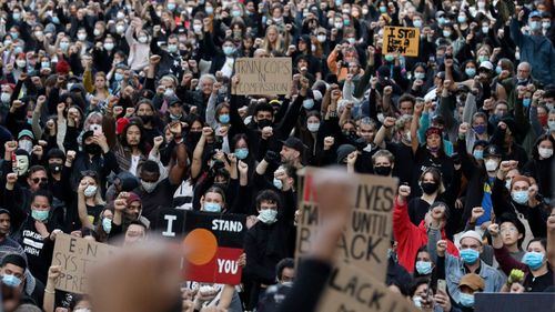 Thousands rallied in Sydney in support of the Black Lives Matter movement. (Rick Rycroft)