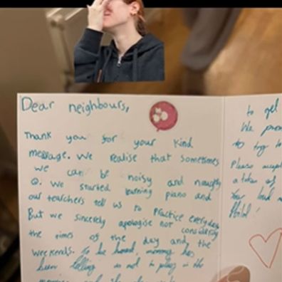 Martina Panchetti asked her neighbours to be quieter and got this sweet card in response.