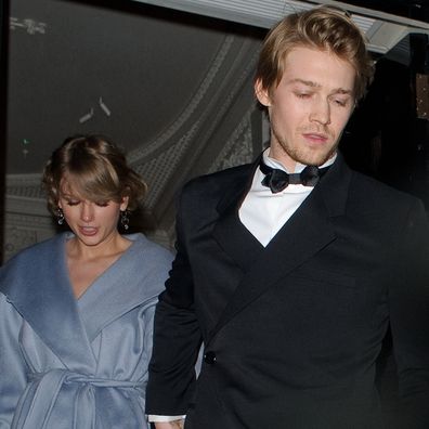 Taylor Swift and Joe Alwyn seen attending the Vogue BAFTA party at Annabel's club in Mayfair on February 10, 2019 in London, England. 