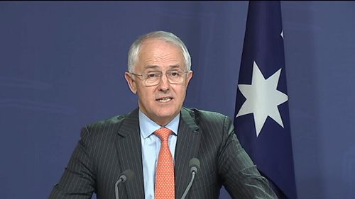 The prime minister at today's press conference. (9NEWS)