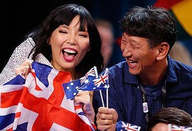 Dami Im celebrating at 2016 Eurovision Song Contest (Getty)