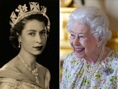 Queen Elizabeth II at her Coronation Day and the Monarch 70 years later.