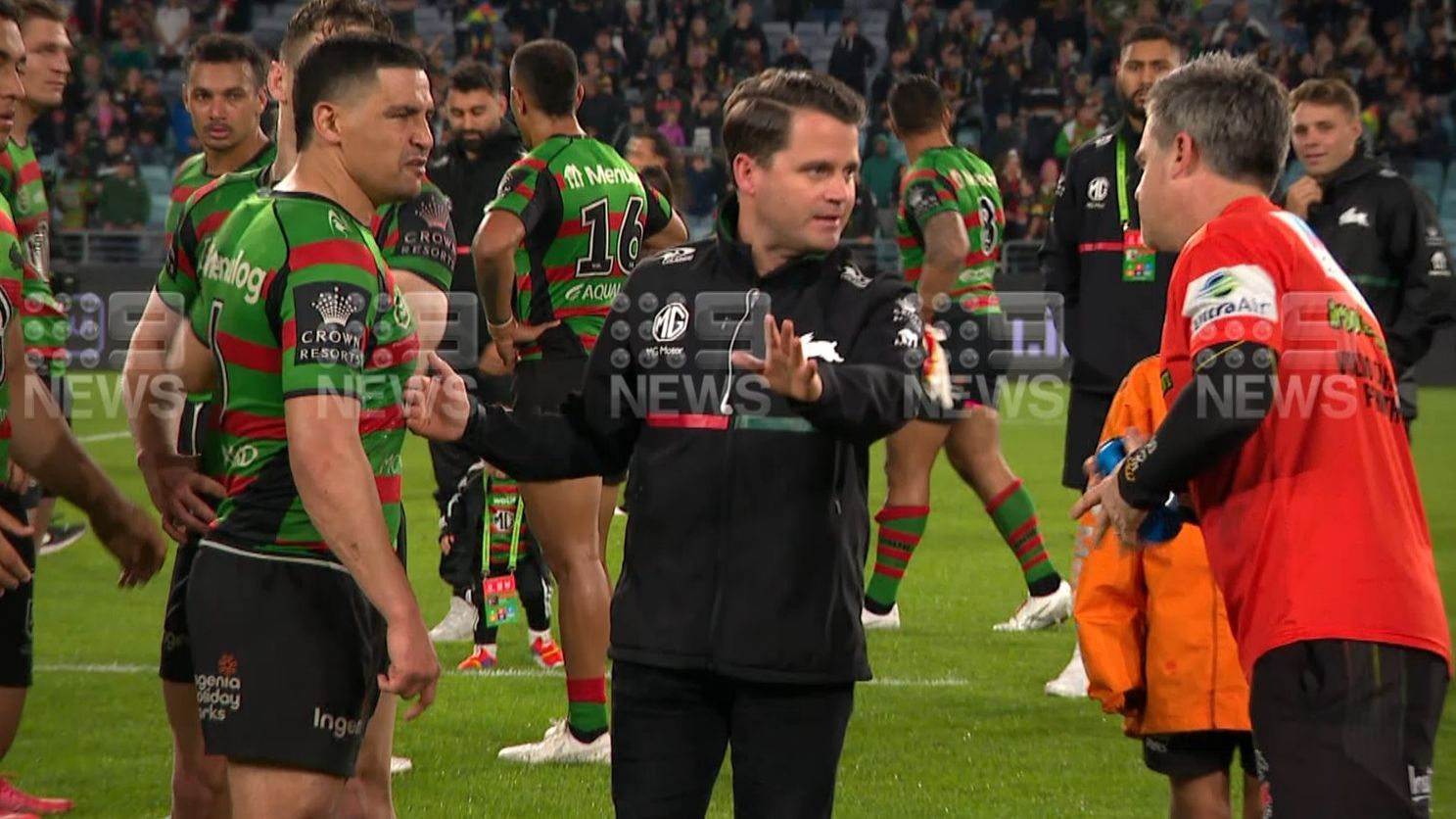 Panthers trainer's sledge that enraged Rabbitohs and led to fiery post-match clash