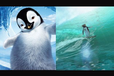 <b>In <i>Happy Feet</i>...</b> Penguins with special physical talents that humans usually have fight against the odds to be accepted.<br/><br/><b>In <i>Surf's Up</i>...</b> Penguins with special physical talents that humans usually have fight against the odds to be accepted.