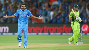 Mohammed Shami of India celebrates after dismissing Misbah-ul-Haq of Pakistan. (Getty)