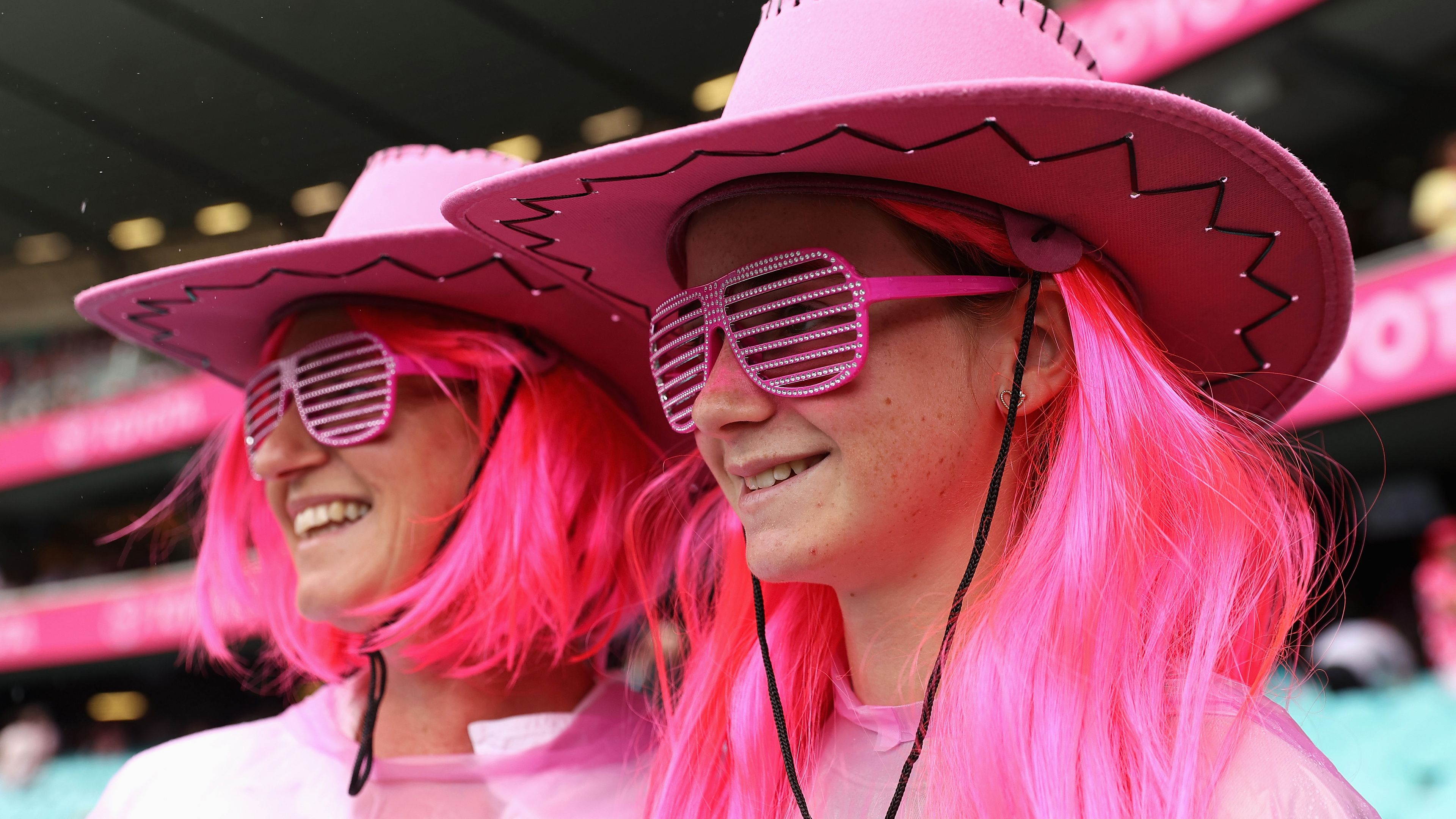 Spectators wearing pink attend Jane McGrath Day during day three of the Second Test match in the series between Australia and South Africa at Sydney Cricket Ground on January 06, 2023 in Sydney, Australia. (Photo by Cameron Spencer/Getty Images)