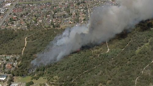 The fire broke out in scrubland at Blue Wren Rise. (9NEWS)