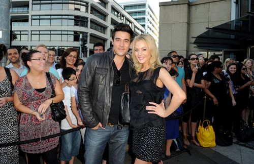 Australian actors James Stewart and Jessica Marais at the Star City Bon Jovi concert in Sydney in 2010. Picture: AAP