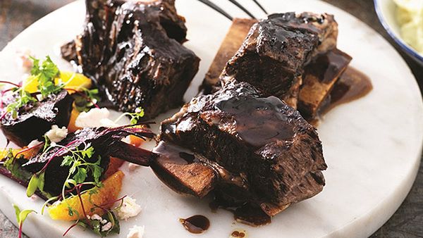 Balsamic-glazed beef chuck ribs