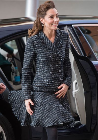  Catherine, Duchess of Cambridge joins a workshop run by the National Portrait Gallery's Hospital Programme at Evelina Children's Hospital on January 28, 2020 in London, England. HRH is Patron of Evelina London Children's Hospital and Patron of the National Portrait Gallery.