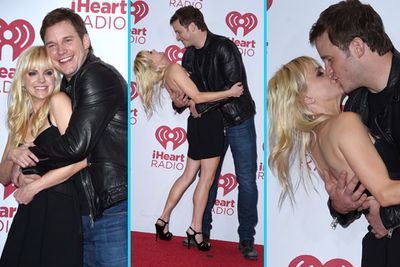 <i>Guardians of the Galaxy</i> stat Chris Pratt packing on the PDA with wife Anna Faris.