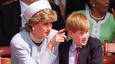 Princess  Of Wales With Prince Harry  At Hyde Park. 
