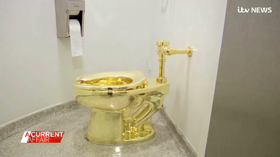The $6 million solid gold loo was an art piece titled 'America' - exhibited by ﻿controversial installation artist Maurizio Cattelan.