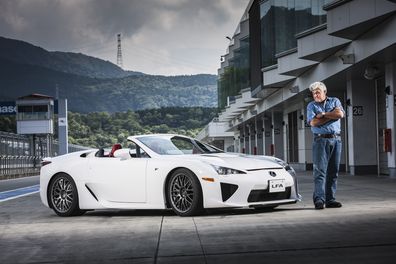 Jay Leno, host of Jay Leno's Garage, drives the Lexus LFA convertible 