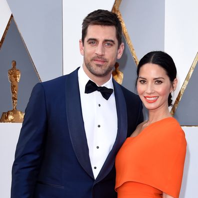 Aaron Rodgers and Olivia Munn attend the 88th Annual Academy Awards at Hollywood & Highland Center on February 28, 2016 in Hollywood, California.