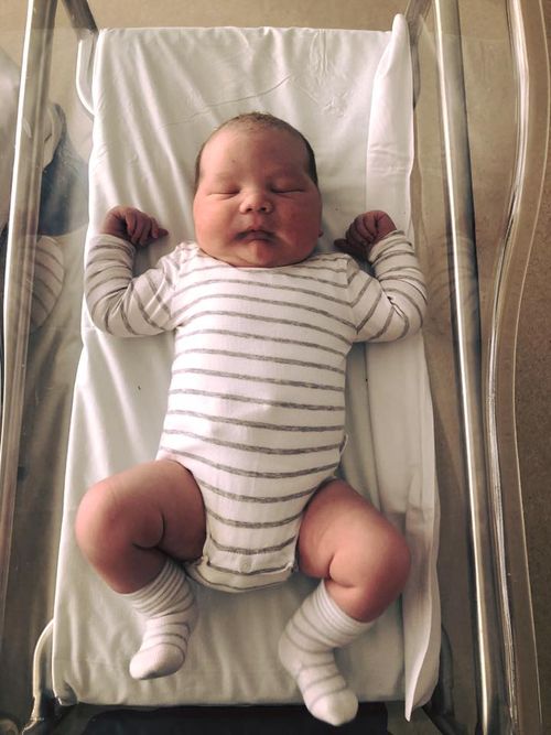 Parker Bell was born on Thursday, weighing a generous 5.75kg.