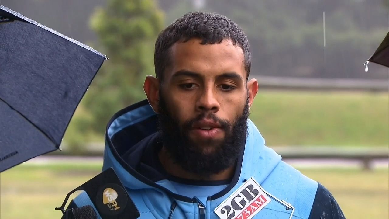 Frizell and Addo-Carr withstand pouring rain at NSW Blues press conference