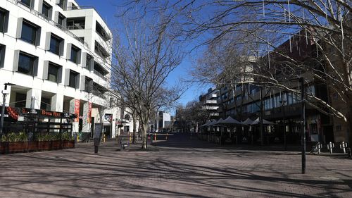 The central business district stands empty amid lockdown in Canberra.