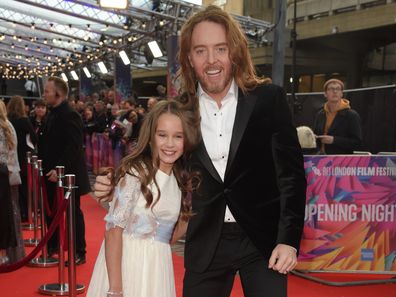 Alisha Weir and Tim Minchin attend the BFI London Film Festival Red Carpet for Roald Dahls Matilda The Musical on October 05, 2022 in London, England.