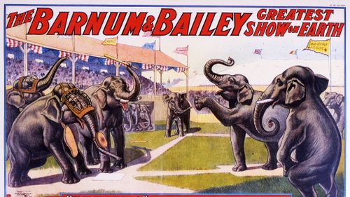 A vintage poster for Ringling Brothers and Barnum &amp; Bailey Circus. (Getty)