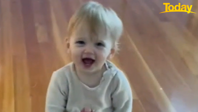 Baby Harper was clearly proud of herself - and so she should be