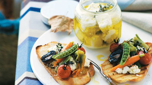 Marinated goat’s cheese with summer vegetables