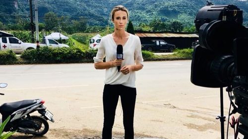 9NEWS reporter Alice Monfries on the ground at the Thai cave rescue.