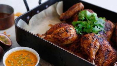Recipe: <a href="http://kitchen.nine.com.au/2016/05/20/09/58/roast-chicken-with-spicy-peruvian-passionfruit-sauce" target="_top" draggable="false">Roast chicken with spicy Peruvian passionfruit sauce</a>