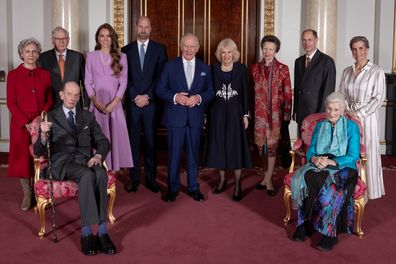 King Charles, Queen Camilla, Prince William and Catherine, the Prince and Princess of Wales, the Duke and Duchess of Edinburgh, the Princess Royal, the Duke and Duchess of Gloucester, the Duke of Kent and Princess Alexandra at Buckingham Palace to mark the centenary of Queen Elizabeth II on April 21, 2026.