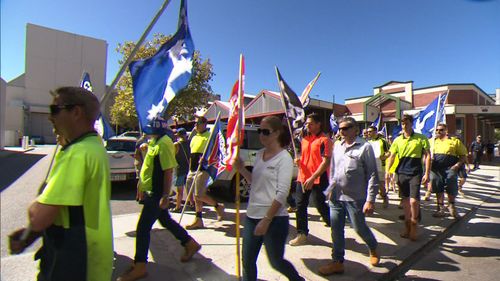 Around 100 subcontractors have protested. (9NEWS)