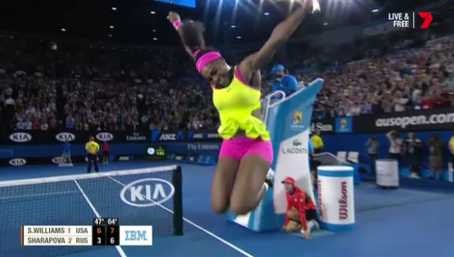 Serena Williams celebrates after winning the Australian Open. (Supplied)
