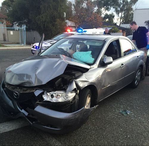 A car allegedly damaged during the incident. (Supplied: WA Police)