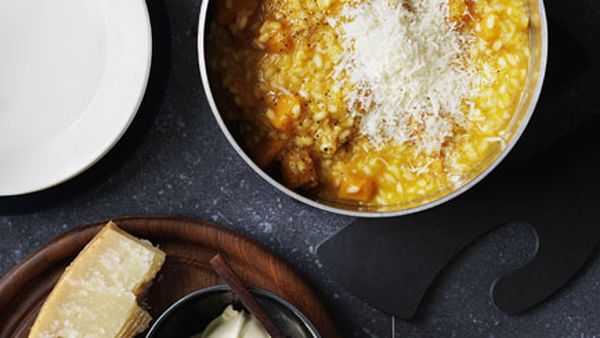 Pumpkin and vermouth risotto with parmesan and mascarpone