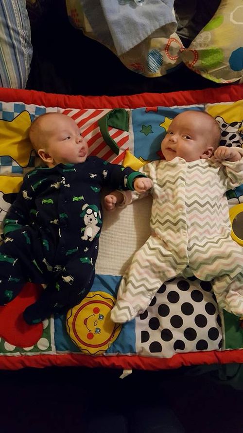 Baby Hunter (left) and his twin sister in a photo posted to social media by their mother. Picture: Instagram