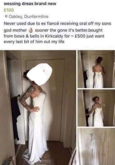 Bride sells wedding dress after fiancé cheated