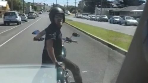 Motorbike rider 'smashes van windows, spits on driver's face' in Warrnambool road-rage attack