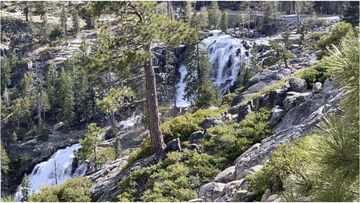 A woman has died after falling off a waterfall while taking a selfie in California's north.