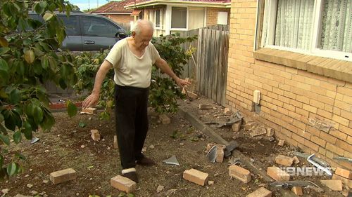 Granfather Evangelos, 83, was in bed at home when a car struck his house metres from where he lay.