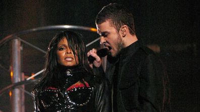 Janet Jackson and Justin Timberlake perform at the Super Bowl in 2004.