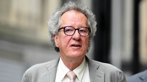 Australian actor Geoffrey Rush arrives at the Federal Court in Sydney, Tuesday, November 6, 2018.