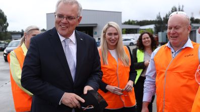 Prime Minister Scott Morrison visits AMP Control in Tomago, NSW.