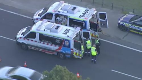 One person has been taken to hospital following the crash. Picture: 9NEWS