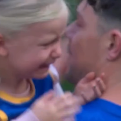 Lachie Neale with daughter Piper Neale