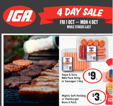 There are some great food items on sale at IGA's four day sale.