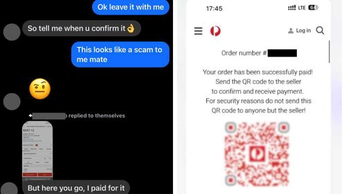 A text conversation between a scammer and an online seller.
