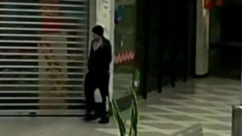 CCTV captured the suspect walking casually away from the crime scene shortly after the attack. Picture: 9NEWS