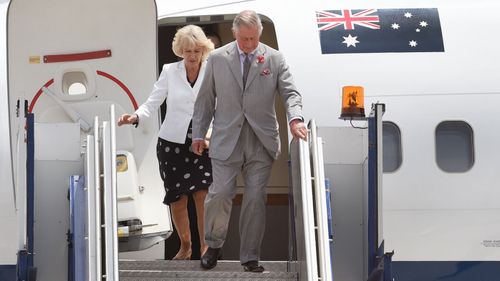 Prince Charles and Camilla touch down in Adelaide. (AAP)