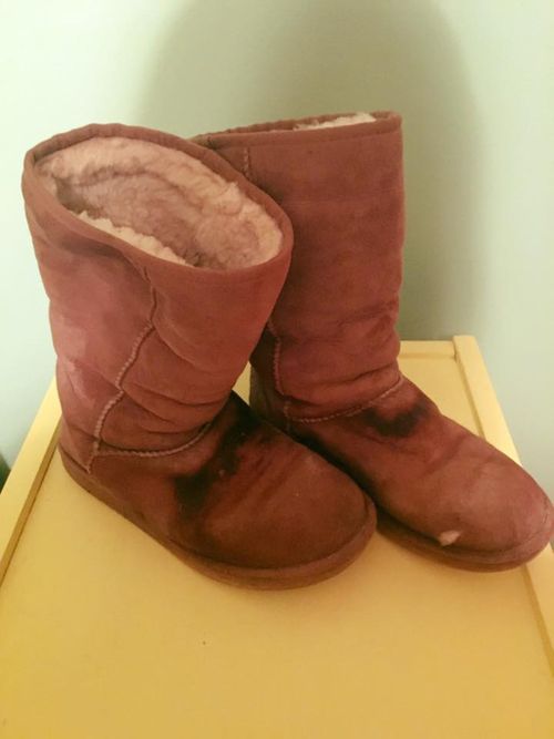 The boots Ms McGuire received during her encounter. (Facebook/Kelly McGuire)
