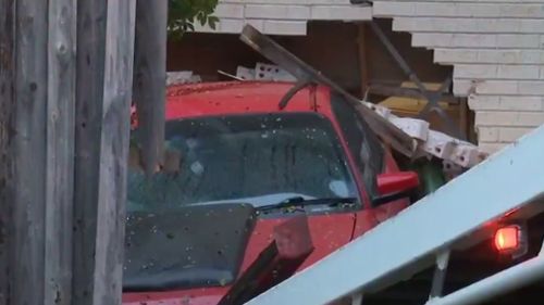 A car crashed into a Windsor home overnight. (9NEWS)